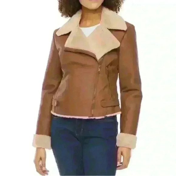 a.n.a Midweight Motorcycle Jacket with Faux Fur Size Large NWT - Picture 3 of 16